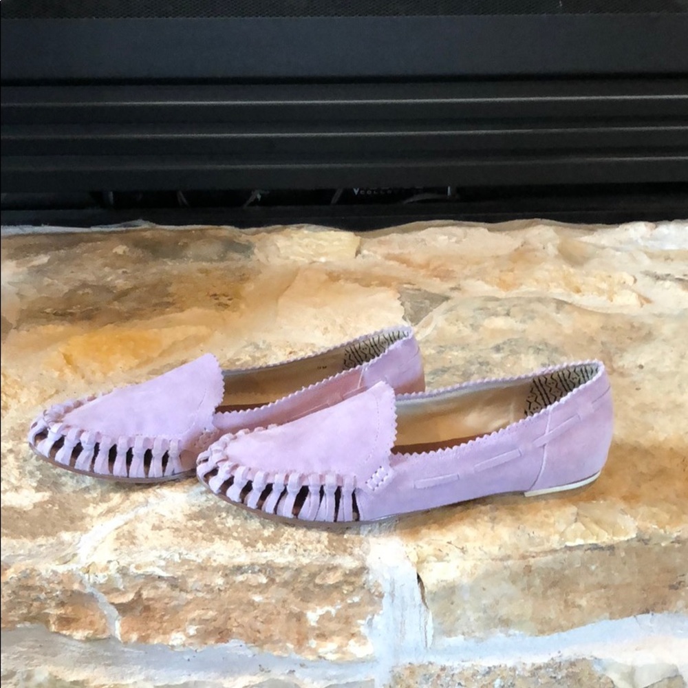 Lavender suede Anthropologie flats